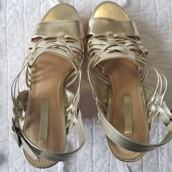 Nine West Gold Cork Wedge Sandals 10M EUC - Picture 6 of 15